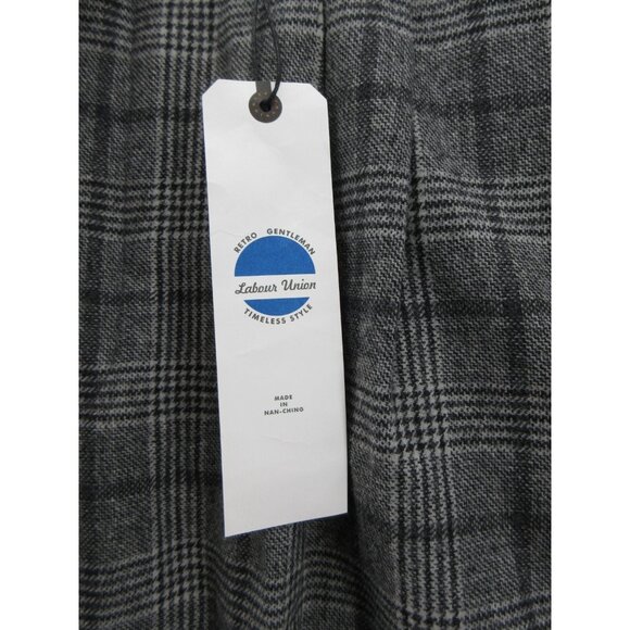 Labour Union Pants 34 Wool Trousers Plaid Pleated Button Fly 34X29 NEW - Picture 3 of 13